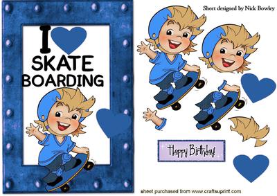 I Love My Skateboarding in Blue