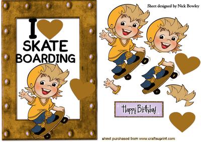 I Love My Skateboarding in Gold