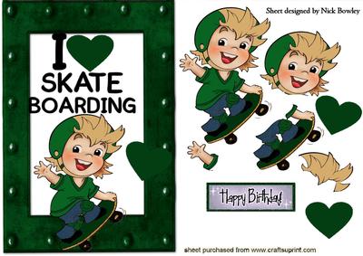 I Love My Skateboarding in Dark Green