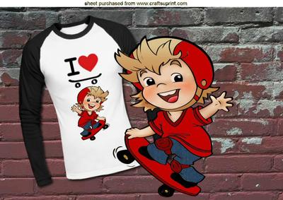 Just Like to Chill Out with My Skateboard in Red/denim A4