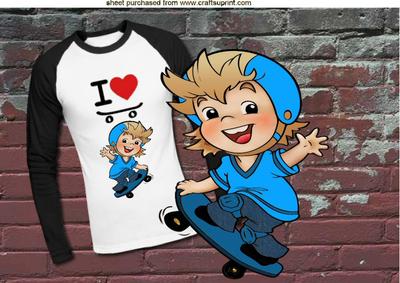 Just Like to Chill Out with My Skateboard in Turq/denim A4