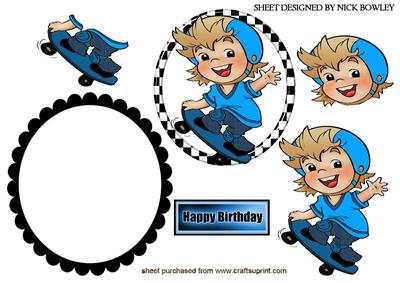 Skateboarder in Blue on Rocker Card