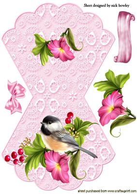 Pretty Bird on a Branch of Flowers Rocker Card