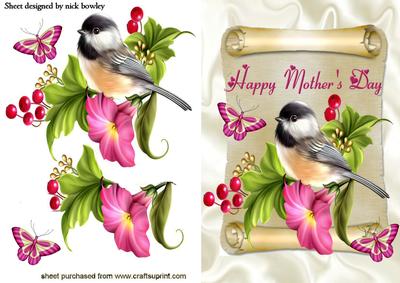 Sweet Little Bird on a Scroll for Mothers Day