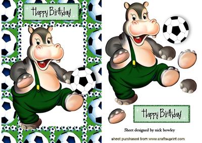 Hippo Playing Footie A4