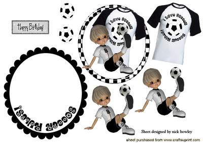 Boy Playing Footie with T Shirt Rocker Card