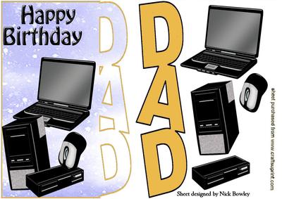 Gold Word Dad, with Laptop and Access