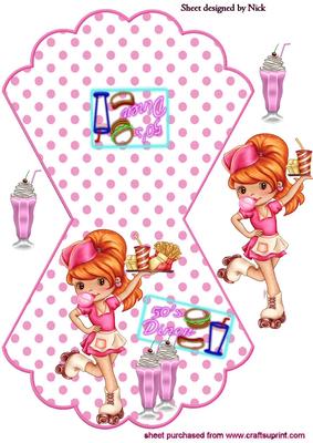 50's Diner Lady on Roller Skates Rocker Card