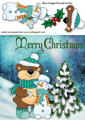 Snow Friends with Christmas Tree 8x8