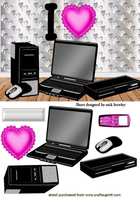 I Love My Computer with a Big Pink Heart