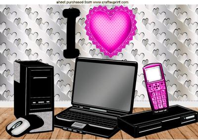 I Love My Computer! with a Big Pink Heart A4