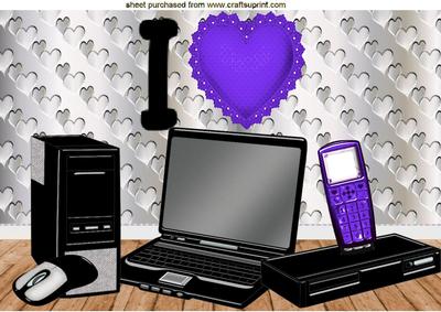 I Love My Computer! with a Big Purple Heart A4
