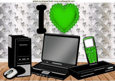 I Love My Computer! with a Big Green Heart A4