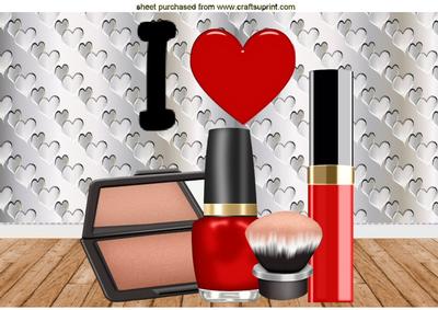 Red Nail Varnish! I Love with Big Red Heart A4