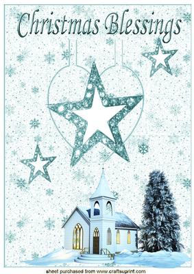 Church in Snow with Star on Heart Pop Out