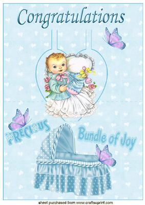 Precious Bundle of Joy Baby Boy/girl on a Heart Pop Out