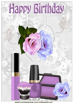 Purple Makeup with Flowers on Pop Up Heart