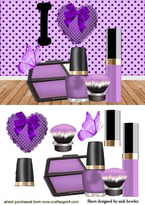 I Love Purple Makeup, with Lace Heart and Butterfly