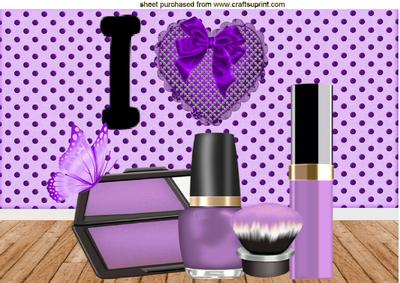 I Love Purple Makeup, with Lace Heart A4
