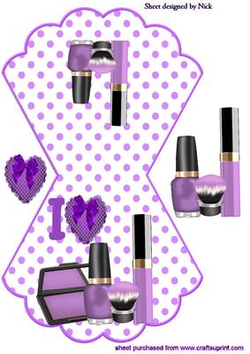 I Love Purple Makeup with Heart on Rocker Card