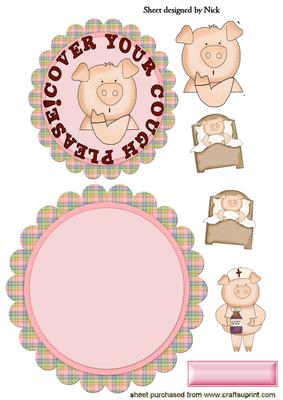 Cover Your Cough! Sick Little Piggy Rocker Card