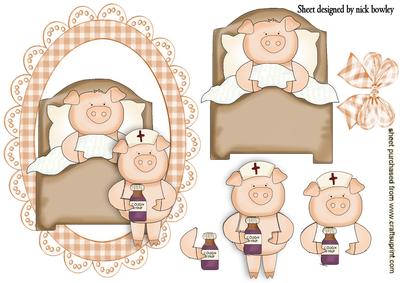 Get Well! Little Piggy with Medicine