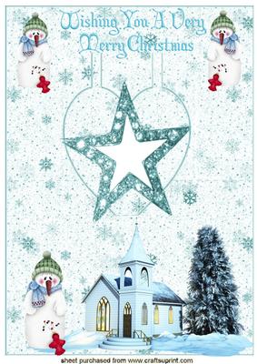 Lovely Snowman with Church Pop Up Card