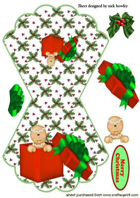 Gingerbread Man in Parcel with Bow Rocker Card