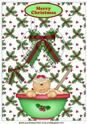Cute Gingerbread in Bowl with Bows Pop Up