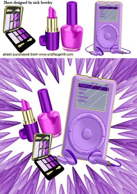 Girls Mp3 Player in Purple with Makeup 8x8