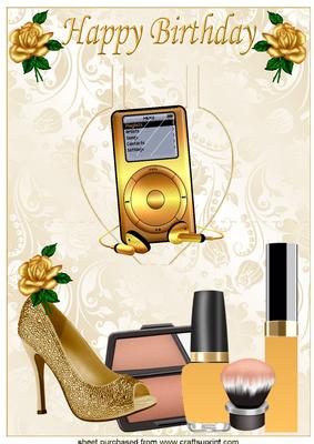 Gold Ladies Shoes with Mp3, and Makeup Pop Up