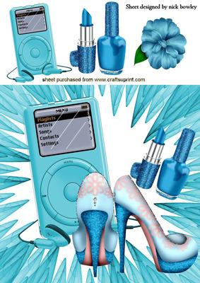 Turq Mp3 Player with Makeup and Shoes 8x8