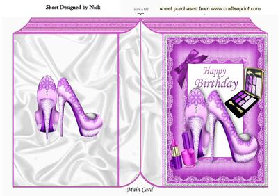 Pretty Ladies Pink Shoes with Makeup Folded Book