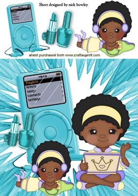 Little Ethnic Girls with Mp3 Player and Laptops 8x8