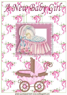 Baby Girl in Lace Frame Pop Up with Pram