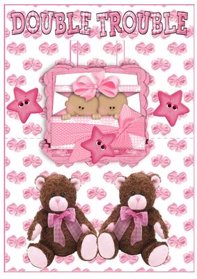 Double Trouble Cute Babies and Pink Stars