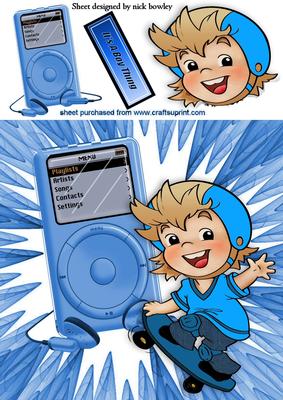 Its a Boys Thing! Skate Board with Blue Mp3 Player