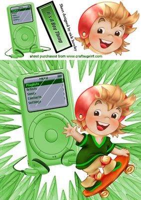 It's a Boys Thing! Skateboard with Green Mp3 Player