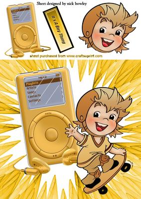 Its a Boys Thing! Skate Board with Gold Mp3 Player 8x8
