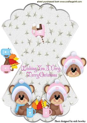 Little Teddies Warming by the Fire Rocker Card