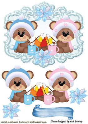 Warming by the Fire with Cute Teddies with Chocolate