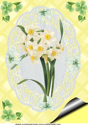Gorgeous Daffodil on Lace A4 Topper