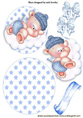 Cute Little Angel Bear on a Cloud Rocker Card