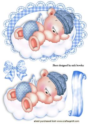 Cute Little Angel Bear on a Cloud