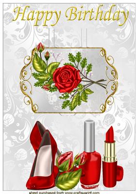 Red Shoes with Red Roses and Lippy Pop Up