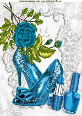 Pretty Turq Shoes and Makeup with Turq Roses A4