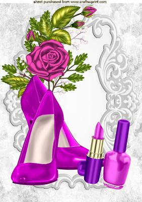 Pretty Cerise Shoes and Makeup with Cerise Roses A4