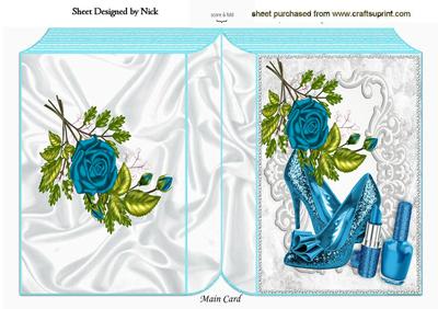 Pretty Turq Shoes and Makeup with Turq Roses Folded Book