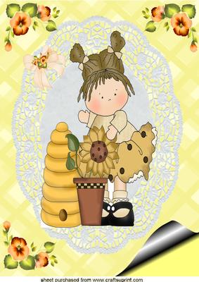 Cute Little Girl Gardening A4 Topper