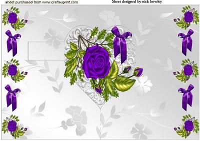Pretty Purple Roses with Bows on Pop Up Heart